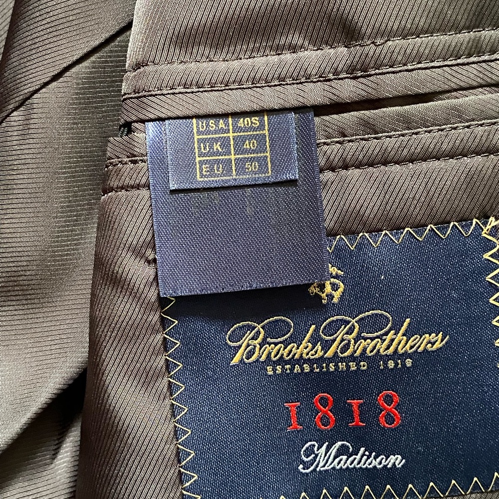 Brooks Brothers Madison 1818 Herringbone Wool Blazer Black & Charcoal Gray 40 S - Picture 11 of 15